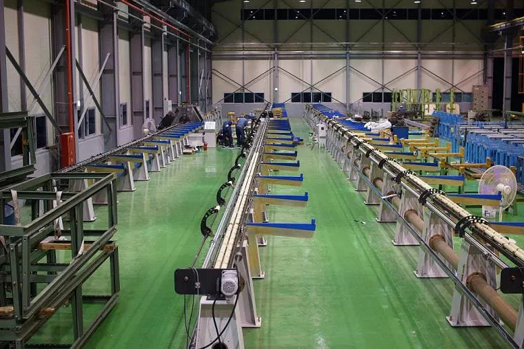 Finning machine at RMK's Korean finned tube manufacturing facility